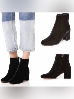 INC International Concepts Black Suede Ankle Booties with Block Heel